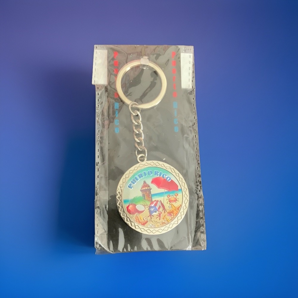 Puerto Rico Heavy Keychain Flag Coqui Frog Palm Tree Souvenir Multicolor - Picture 6 of 9